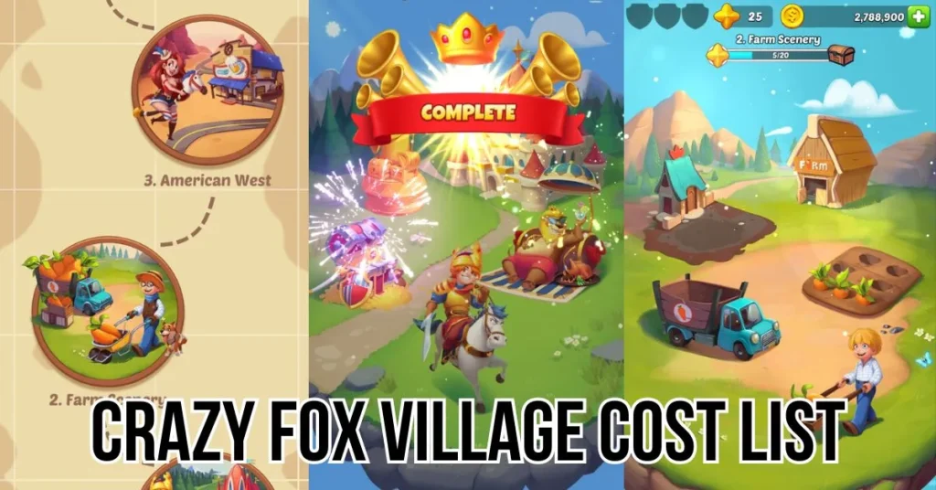 Crazy Fox Village Cost List